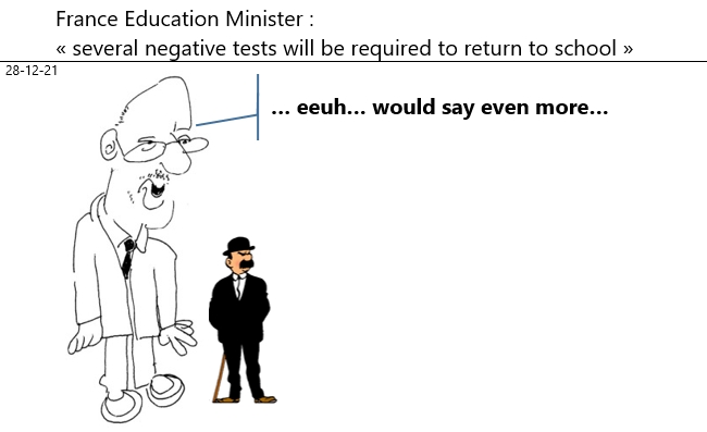 28/12/2021 : covid - Franec Ed minister Blanquer : « several tests will be required before beign allowed back to school »